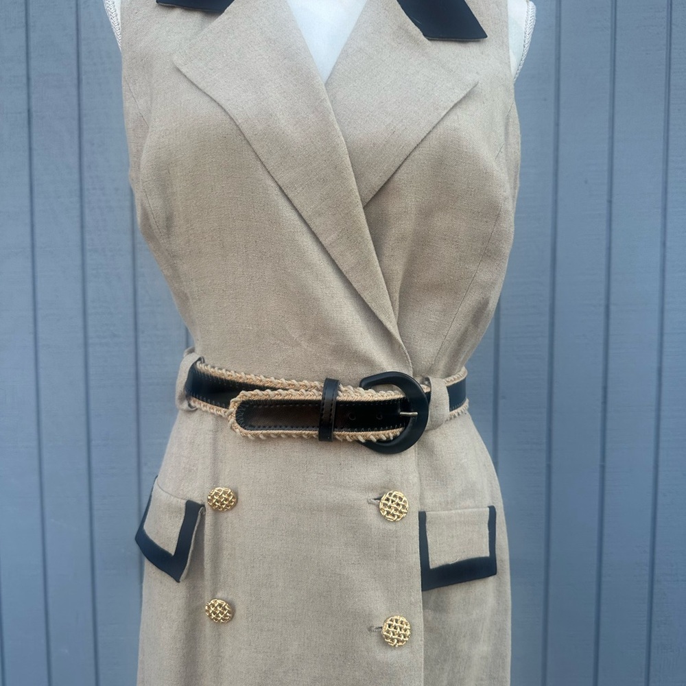 Danny & Nicole Khaki Dress with Black Details - Picture 4 of 14